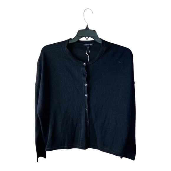 Eileen Fisher Cardigan Sweater Womens M Round Neck Long Sleeve Minimalist NWT - Picture 1 of 8